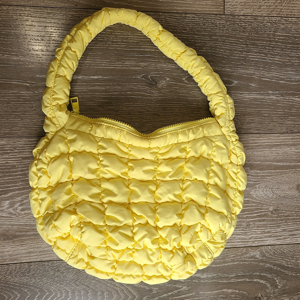 Butter Yellow Quilted Women's Puffer Purse Shoulder Bag